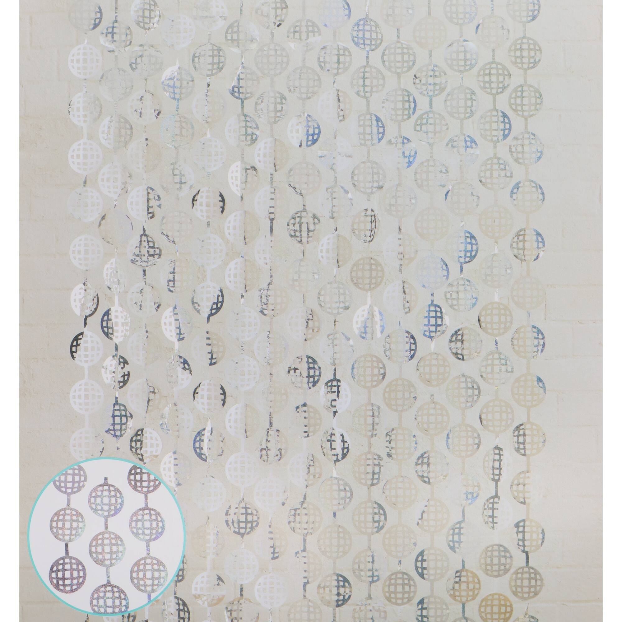 6.5ft. Silver Holographic Disco Ball Fringe Curtain by Celebrate It™